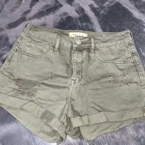 PACSUN HI RISE SHORTIE HUNTER GREEN DENIM SHORTS